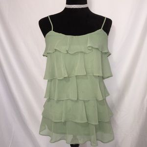 Candies ruffle spaghetti strap green blouse size S